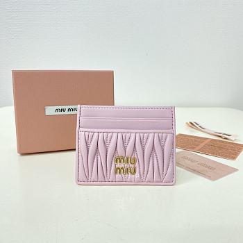 MIUMIU | Matelassé nappa leather card holder in pink