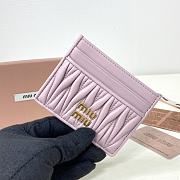 MIUMIU | Matelassé nappa leather card holder in pink - 5