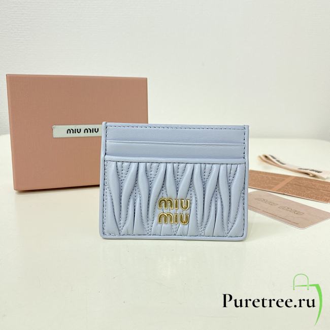 MIUMIU | Matelassé nappa leather card holder in blue - 1