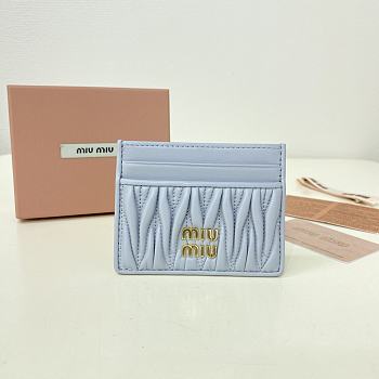 MIUMIU | Matelassé nappa leather card holder in blue