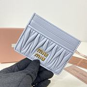 MIUMIU | Matelassé nappa leather card holder in blue - 5