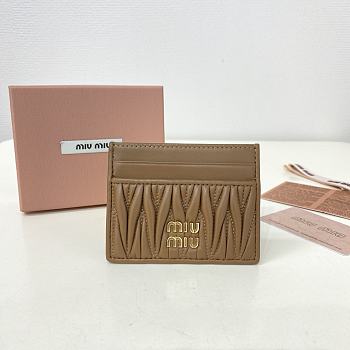 MIUMIU | Matelassé nappa leather card holder in brown