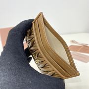 MIUMIU | Matelassé nappa leather card holder in brown - 5