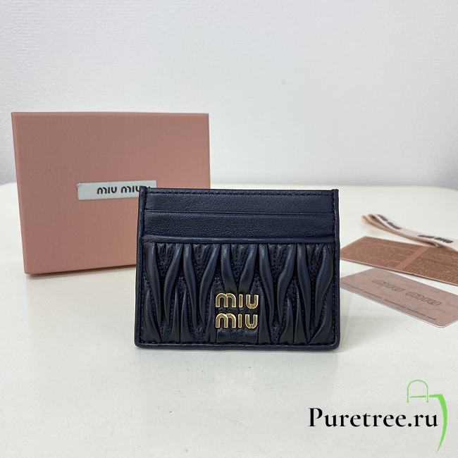 MIUMIU | Matelassé nappa leather card holder in black - 1