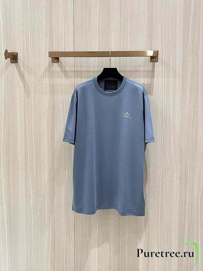 PRADA | Logo Printed T-Shirt In Blue - 1