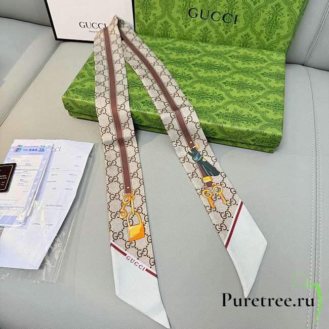 GUCCI | GG print with Horsebits silk neck bow 02 - 1