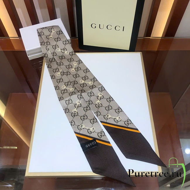 GUCCI | GG print with Horsebits silk neck bow 03 - 1