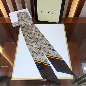 GUCCI | GG print with Horsebits silk neck bow 03
