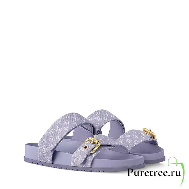 LOUIS VUITTON | Bom Dia Flat Comfort Mules Lilac - 1