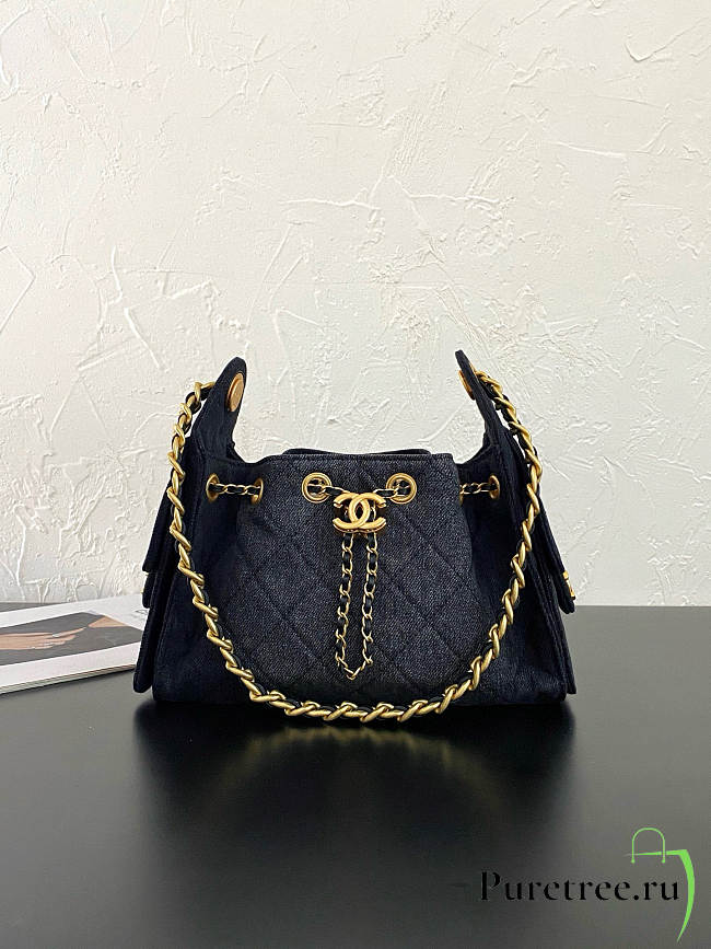 CHANEL | Mini Hobo Bag Black Denim - 1