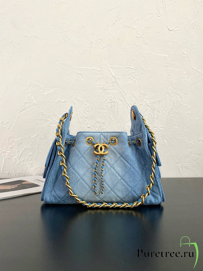 CHANEL | Mini Hobo Bag Blue Denim - 1