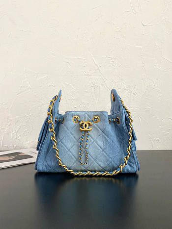 CHANEL | Mini Hobo Bag Blue Denim