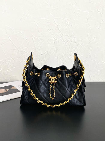 CHANEL | Mini Hobo Bag Black Leather