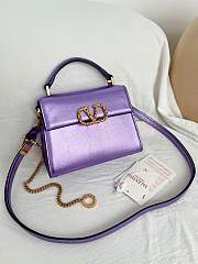 VALENTINO | Garavani Vsling Mini Handbag In Laminated Grainy Purble - 5