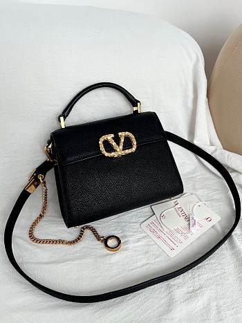 VALENTINO | Garavani Vsling Mini Handbag In Laminated Grainy Black