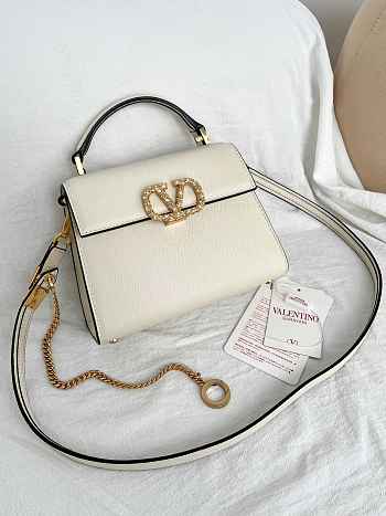 VALENTINO | Garavani Vsling Mini Handbag In Laminated Grainy White