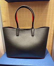 Christian Louboutin Cabata large Tote bag - Calf leather and spikes - Black - 1