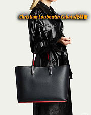 Christian Louboutin Cabata large Tote bag - Calf leather and spikes - Black - 3