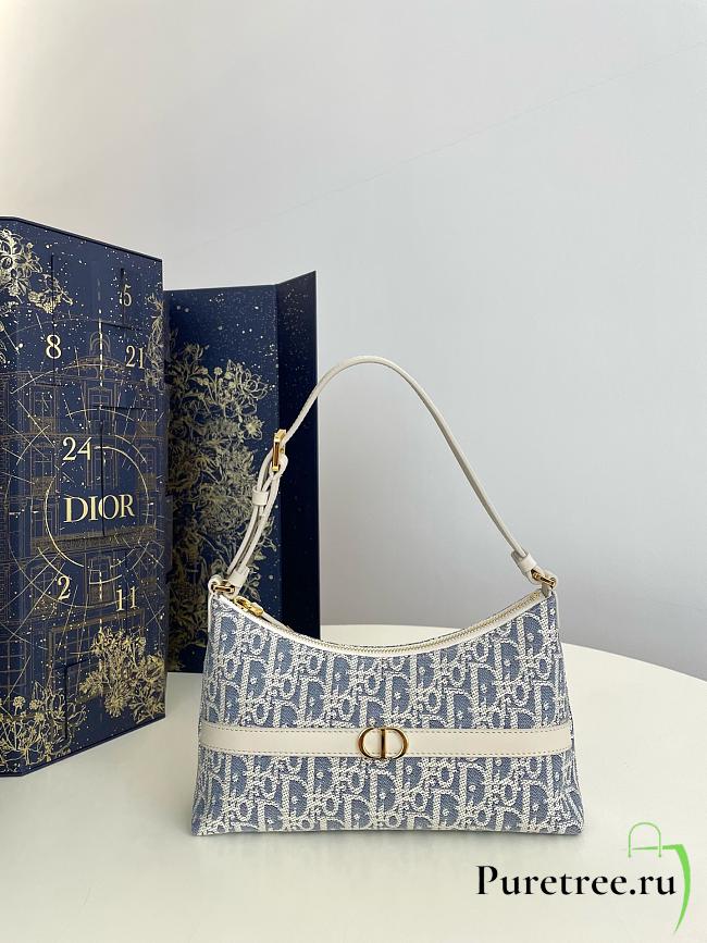 DIOR | 30 Montaigne Cigale Mini Bag Blue Dior Oblique Jacquard - 1