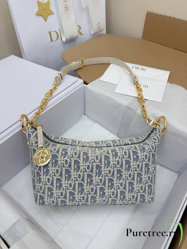 DIOR | Star Hobo Bag Blue Oblique Chambray with Raffia - 1