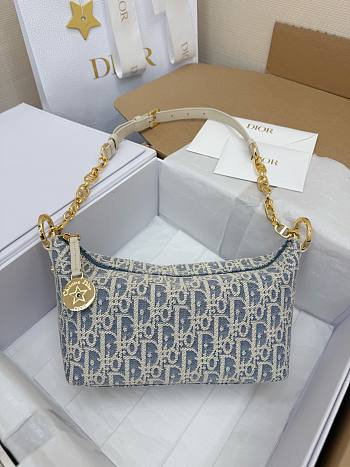 DIOR | Star Hobo Bag Blue Oblique Chambray with Raffia