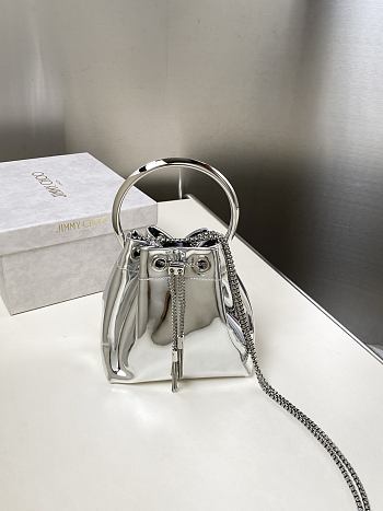 Jimmy Choo Micro Bon Bon Silver Metallic Nappa Mini Bag