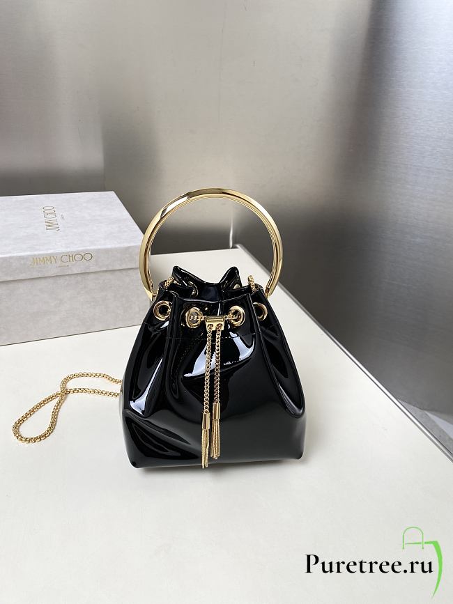 Jimmy Choo Micro Bon Bon Black Metallic Nappa Mini Bag - 1