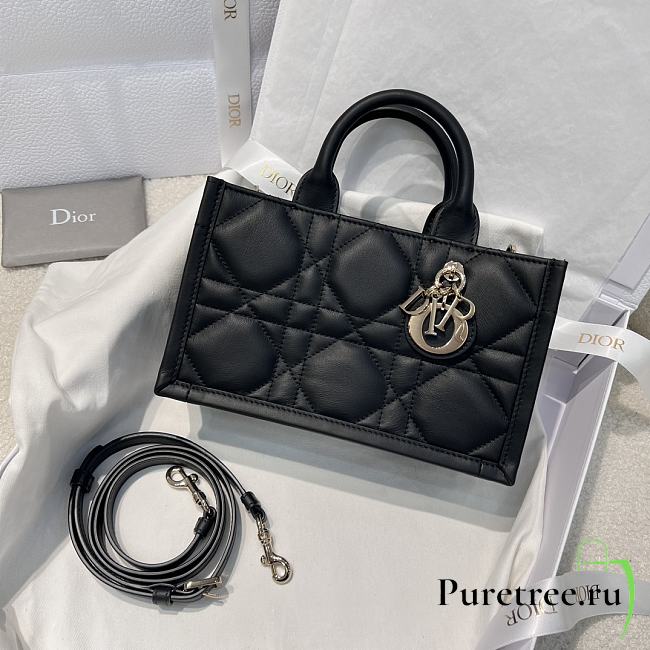 Dior Mini Dior Book Tote Trench Black Macrocannage Calfskin - 1