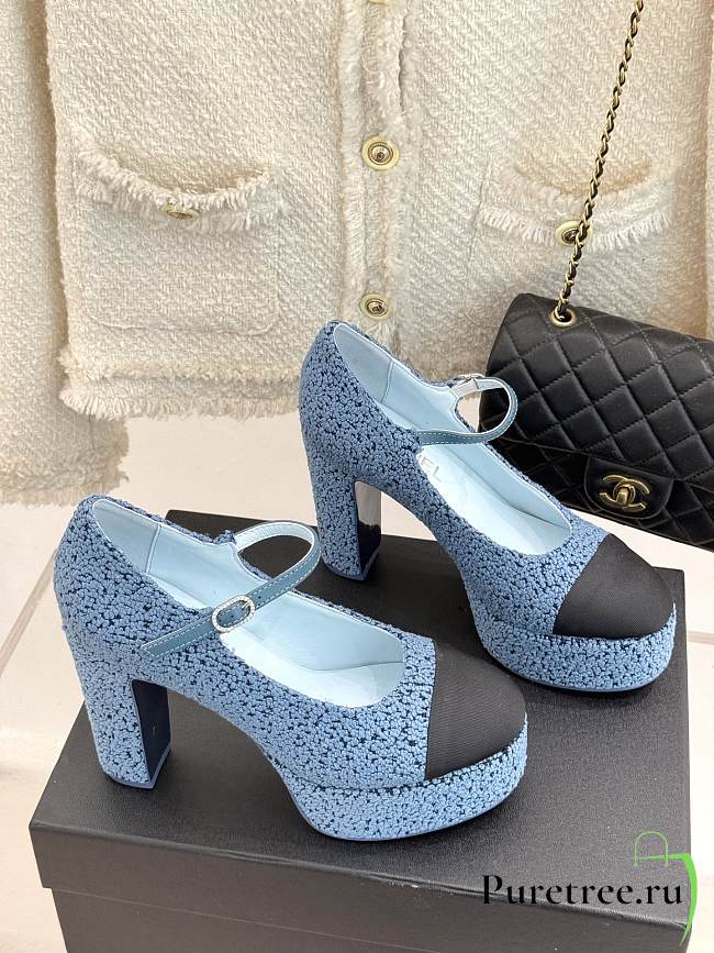 CHANEL | Platform Mary Jane Pumps Heel height 11 cm In Blue - 1