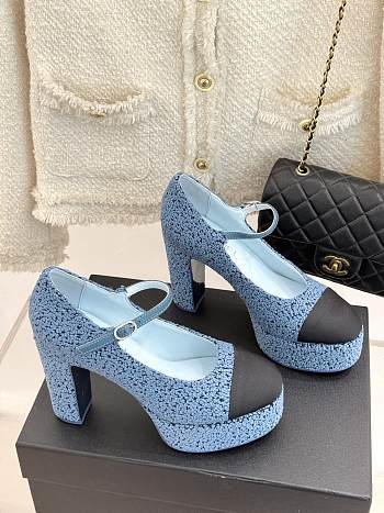 CHANEL | Platform Mary Jane Pumps Heel height 11 cm In Blue