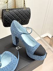 CHANEL | Platform Mary Jane Pumps Heel height 11 cm In Blue - 5