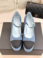 CHANEL | Platform Mary Jane Pumps Heel height 11 cm In Blue - 3
