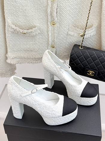 CHANEL | Platform Mary Jane Pumps Heel height 11 cm In White