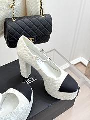 CHANEL | Platform Mary Jane Pumps Heel height 11 cm In White - 4