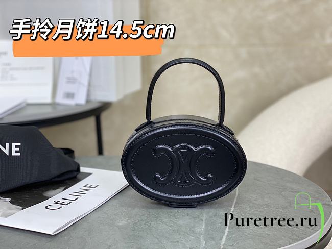 CELINE | Mini Crossbody Oval Purse Cuir Triomphe In Black - 1