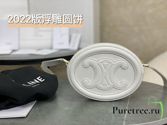 CELINE | Crossbody Oval Purse Cuir Triomphe In White - 1