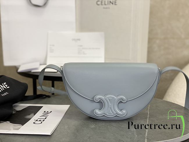 CELINE | Calfskin Besace Cuir Triomphe In Blue - 1