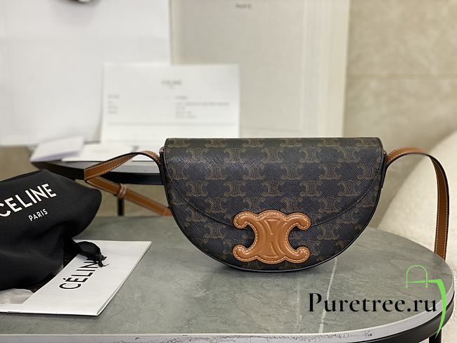 CELINE | Calfskin Besace Cuir Triomphe Logo Pattern - 1