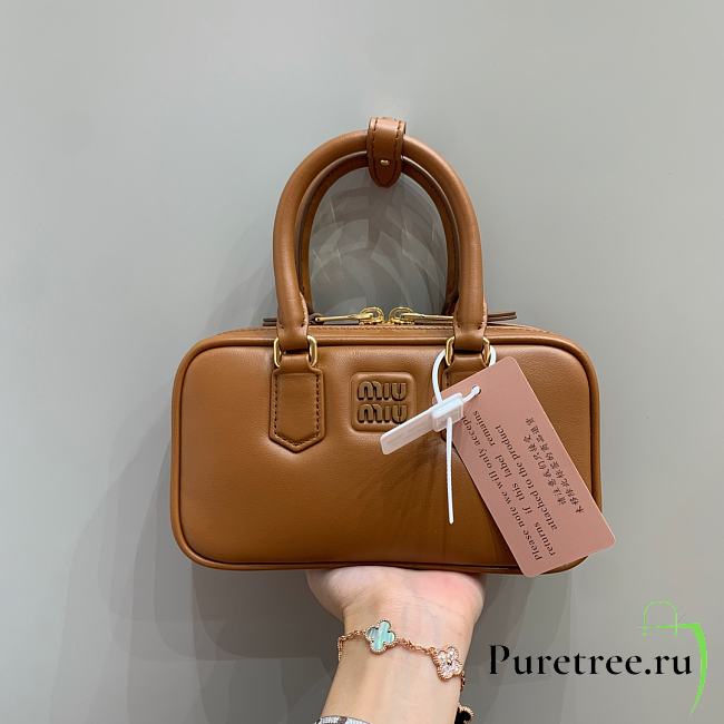 MIUMIU | Arcadie Leather Handle Bag In Brown Size 19x10x5 cm - 1