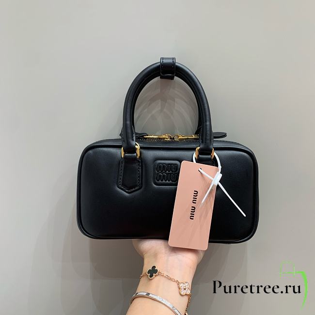 MIUMIU | Arcadie Leather Handle Bag In Black Size 19x10x5 cm - 1