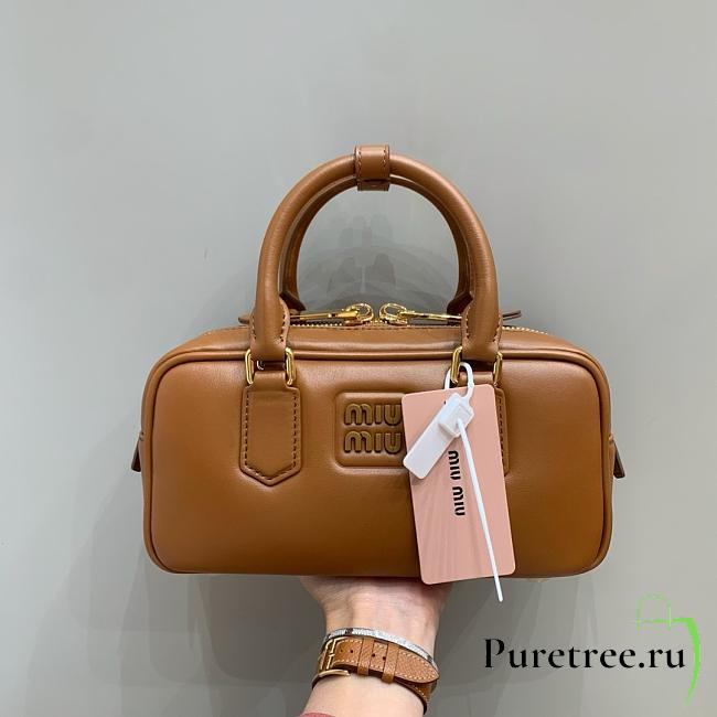 MIUMIU | Arcadie Leather Handle Bag In Brown Size 22x10.5x7.5 cm - 1