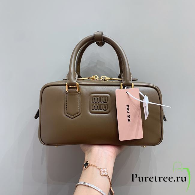 MIUMIU | Arcadie Leather Handle Bag In Green Size 22x10.5x7.5 cm - 1
