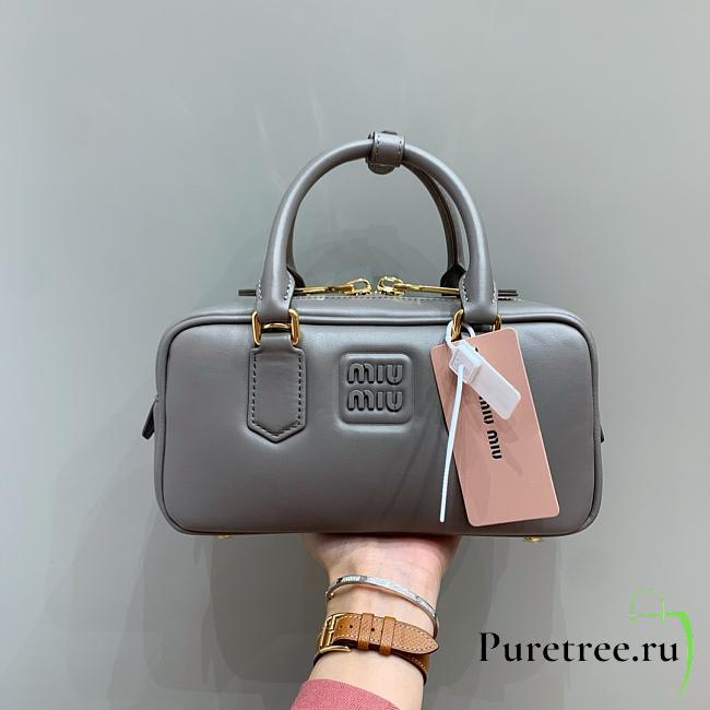 MIUMIU | Arcadie Leather Handle Bag In Gray Size 22x10.5x7.5 cm - 1