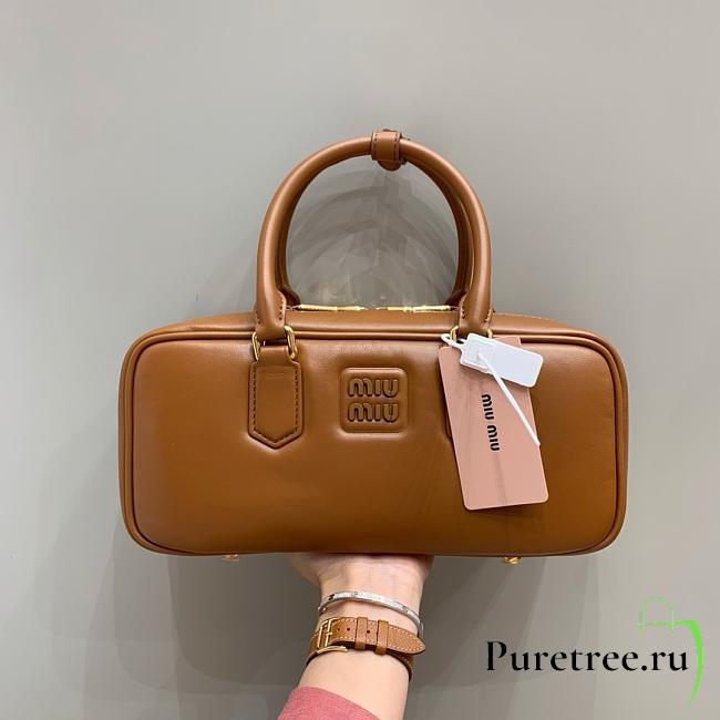 MIUMIU | Arcadie Leather Handle Bag In Brown Size 27x9x12 cm - 1