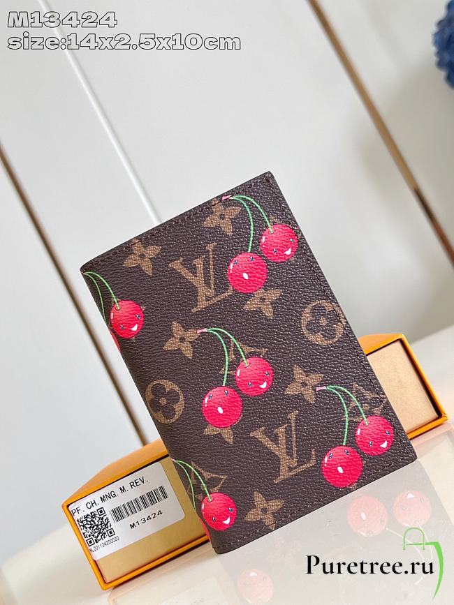 LV x TM Passport Wallet Monogram Canvas with cherry motif - 1