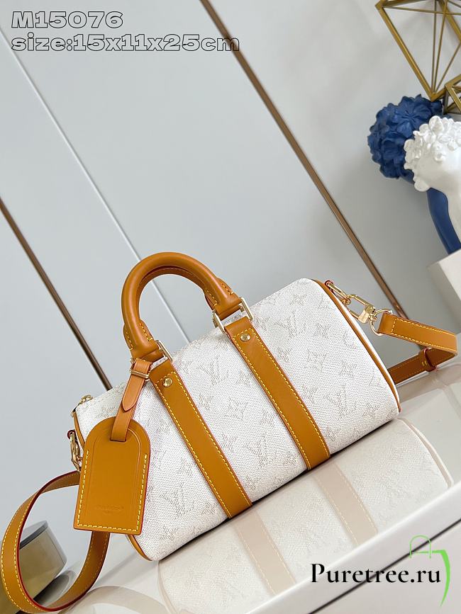 LOUIS VUITTON | Monogram Heritage Keepall Bandoulière 25 White - 1
