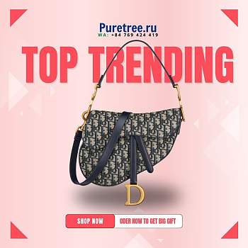 Dior Women Saddle Bag In Blue Canvas 26cm