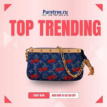 LOUIS VUITTON | Pochette Accessoires LV x TM bag Monogram Denim with cherry motif