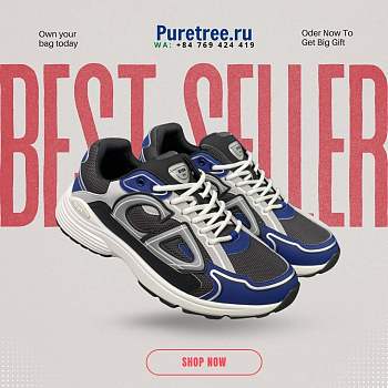 Dior B30 Sneaker Anthracite Gray Mesh and Black, Blue and Dior Gray Technical Fabric