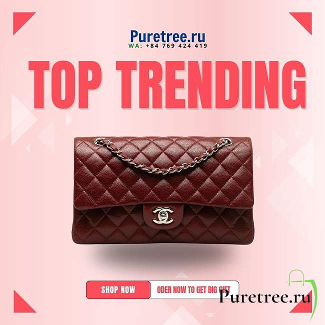 CHANEL | Maroon Classic Flap Bag Size 23 cm - 1